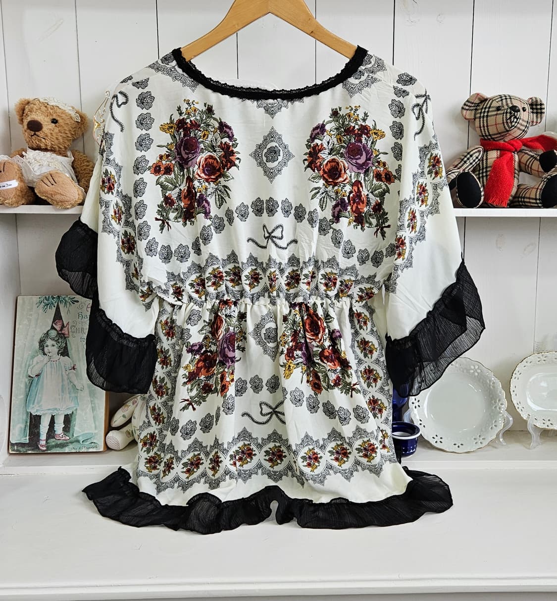 엑시즈팜(Axes Femme) 앤틱 플라워 레이스 쉬폰 블라우스 상품이미지6