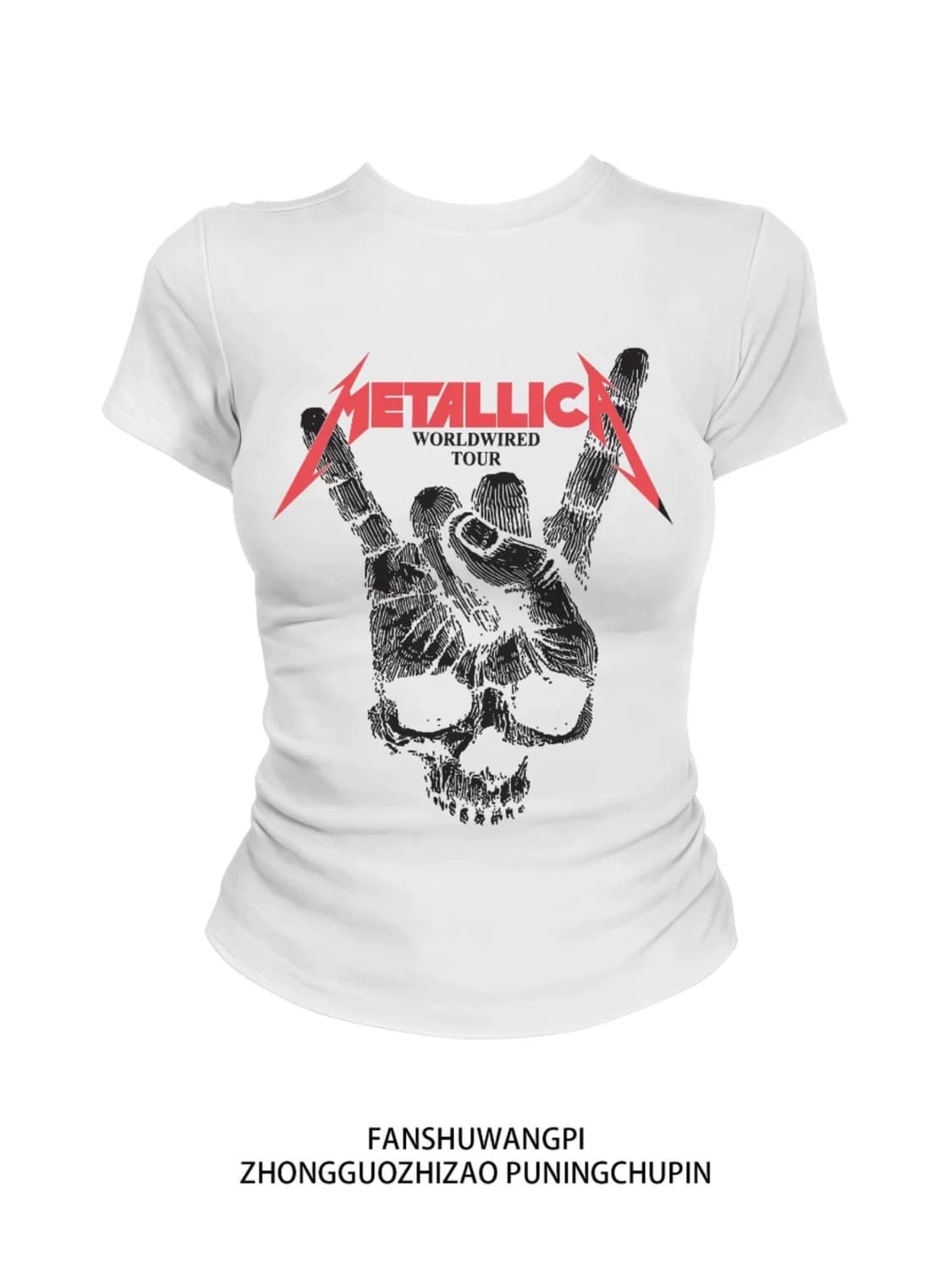 메탈 스컬 락 프린팅 슬림핏 반팔 티셔츠 상품이미지5