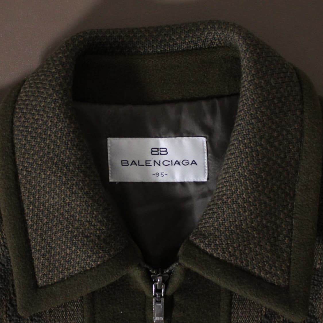 90‘s Balenciaga 발렌시아가 케이블 니트 패치 울 집업 블루종 상품이미지4
