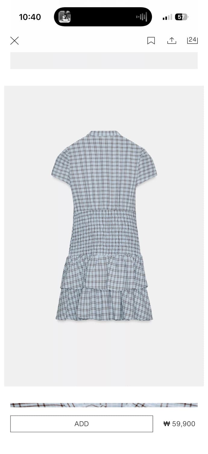 Zara 쇼트 체크 러플 드레스 S사이즈 상품이미지3