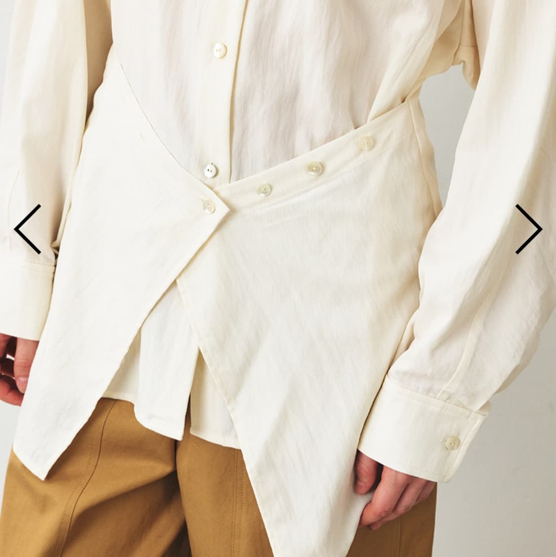 새상품) 모한 mohan 랩 레이어드 셔츠 블라우스 크림 m 상품이미지4