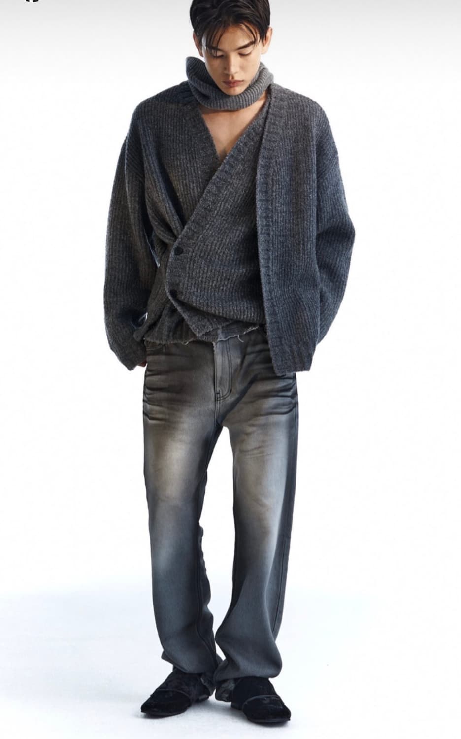 moomyung 무명 더블 레이어드 랩 가디건 상품이미지1