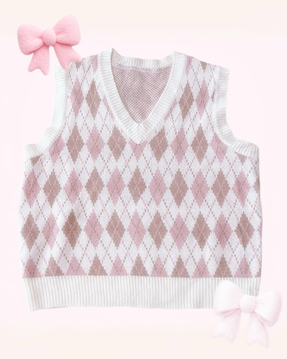 리즈리사깔 히메갸루 딸기초코 아가일 포인트 니트 베스트   완전 리즈리사 상품이미지1