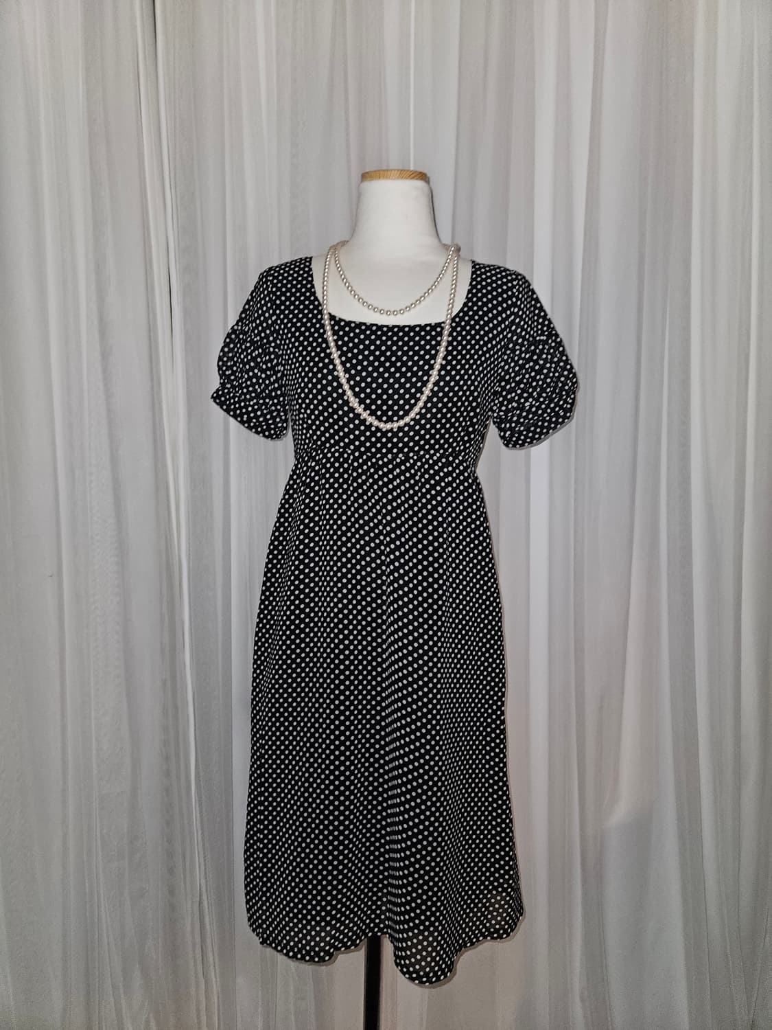 ofuon 빈티지 도트 블랙 원피스 니혼진 공겜여주 고딕 히메갸루 모리걸 상품이미지2