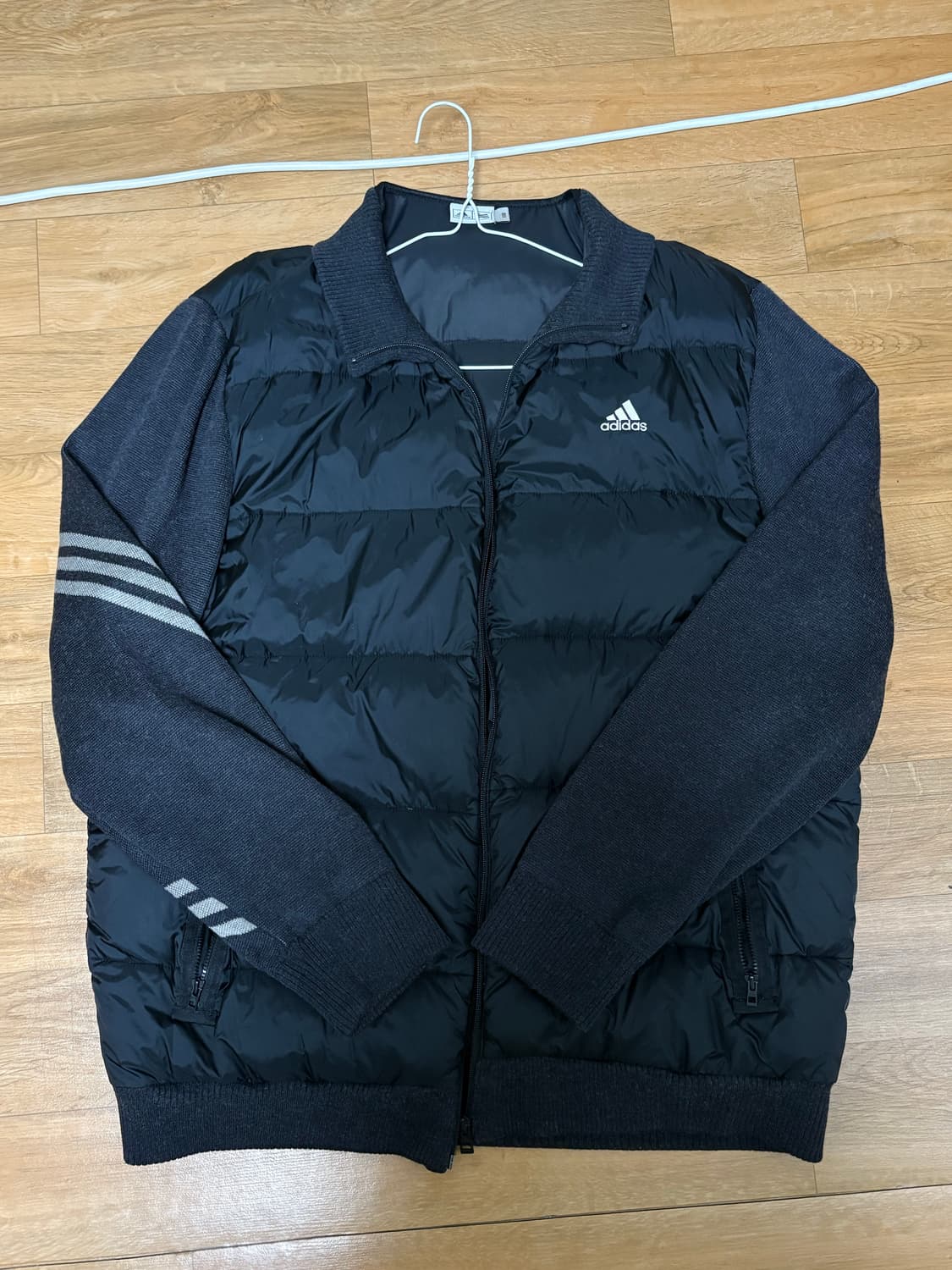 빈티지 아디다스 블랙 패딩 니트 믹스 자켓 상품이미지1