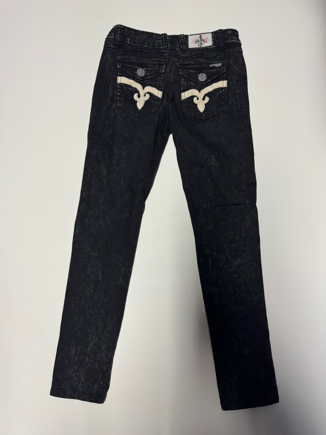 여성 빈티지 크롬하츠 로고 찢청 블랙 스키니 데님팬츠 상품이미지1