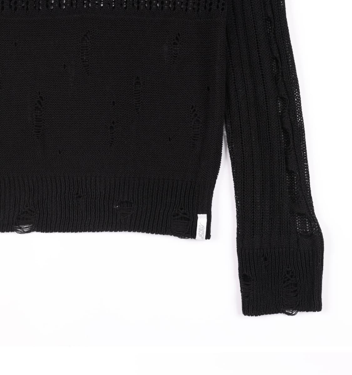 데미지 니트 롱슬리브 (BLACK) F25QB089 상품이미지3