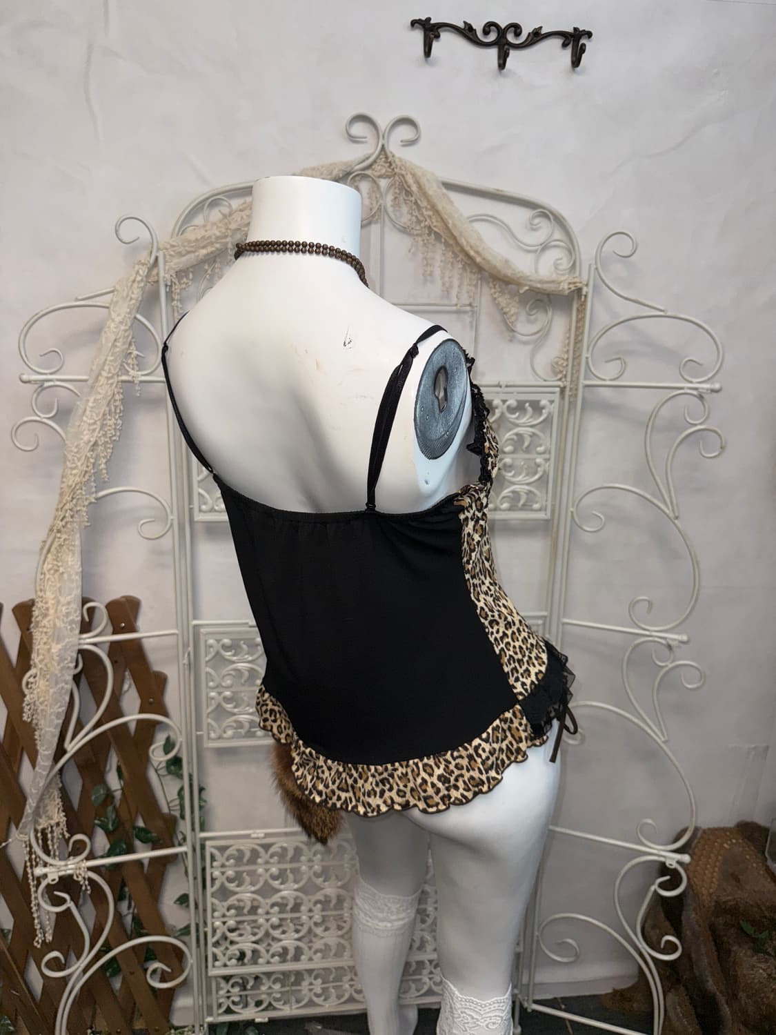 Brown black leopard lace sleeveless  상품이미지5