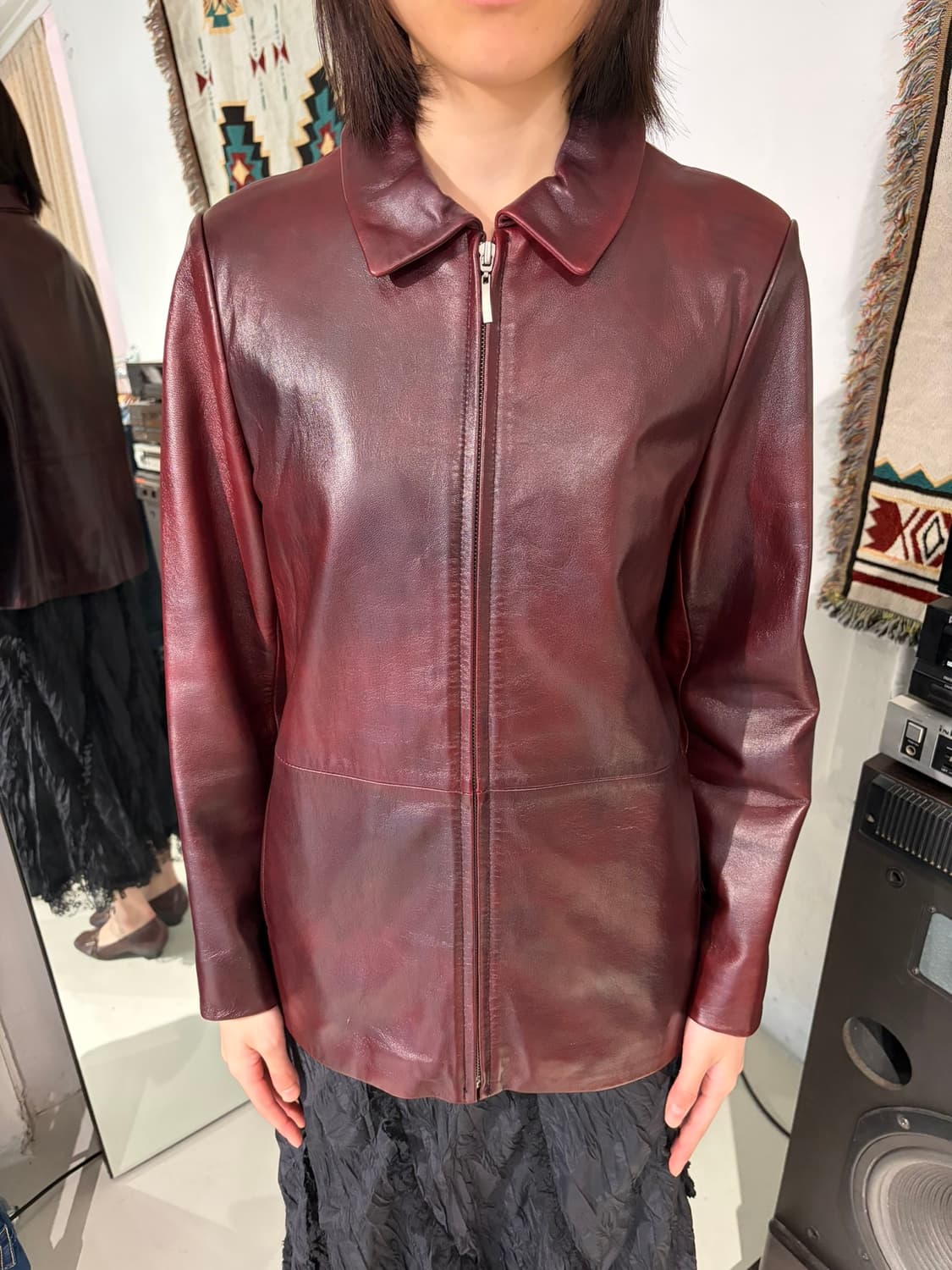  ESSEX 버건디 레더 자켓 상품이미지1