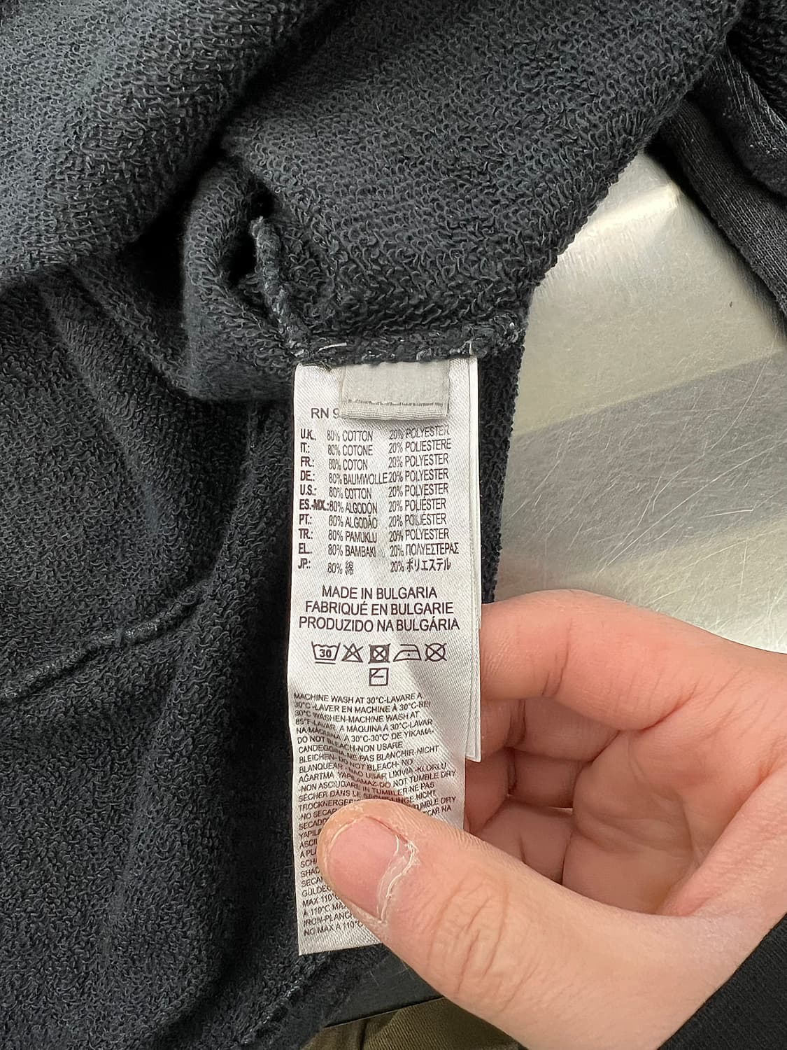 디젤 차콜 그레이 피그먼트 워시 슬릿 플레이트 맥 스티치 스웨트 셔츠 상품이미지8