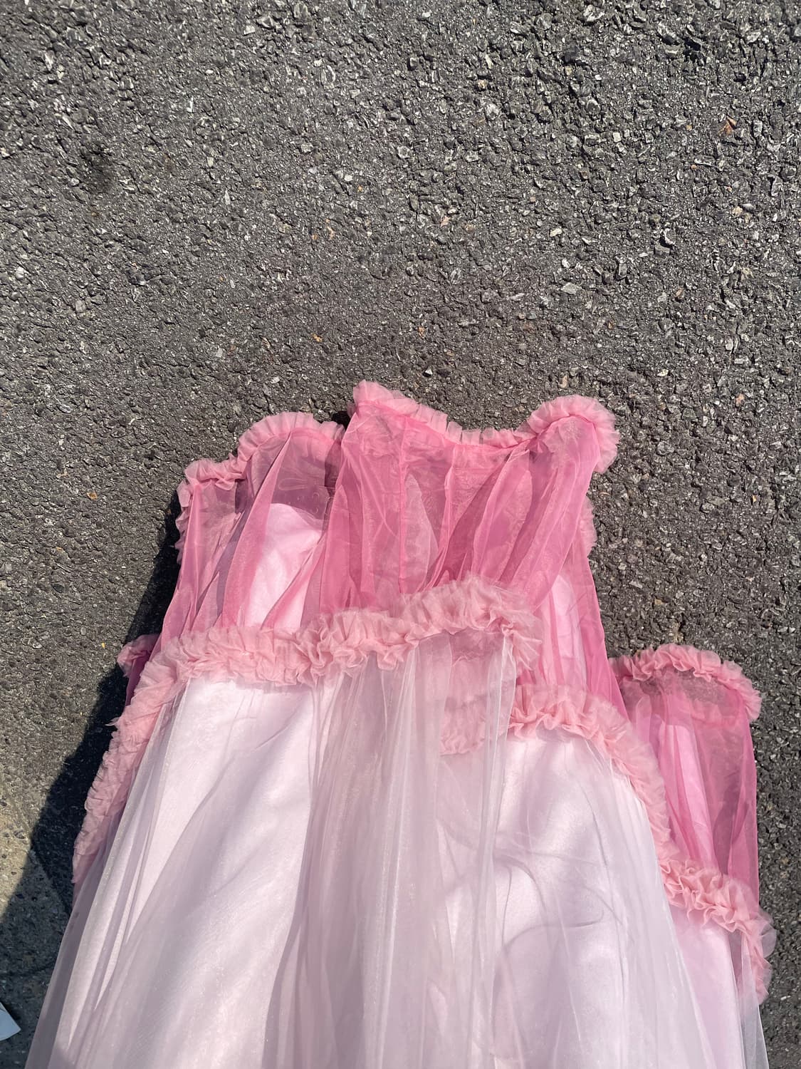 Pink layered tulle maxi skirt 상품이미지3