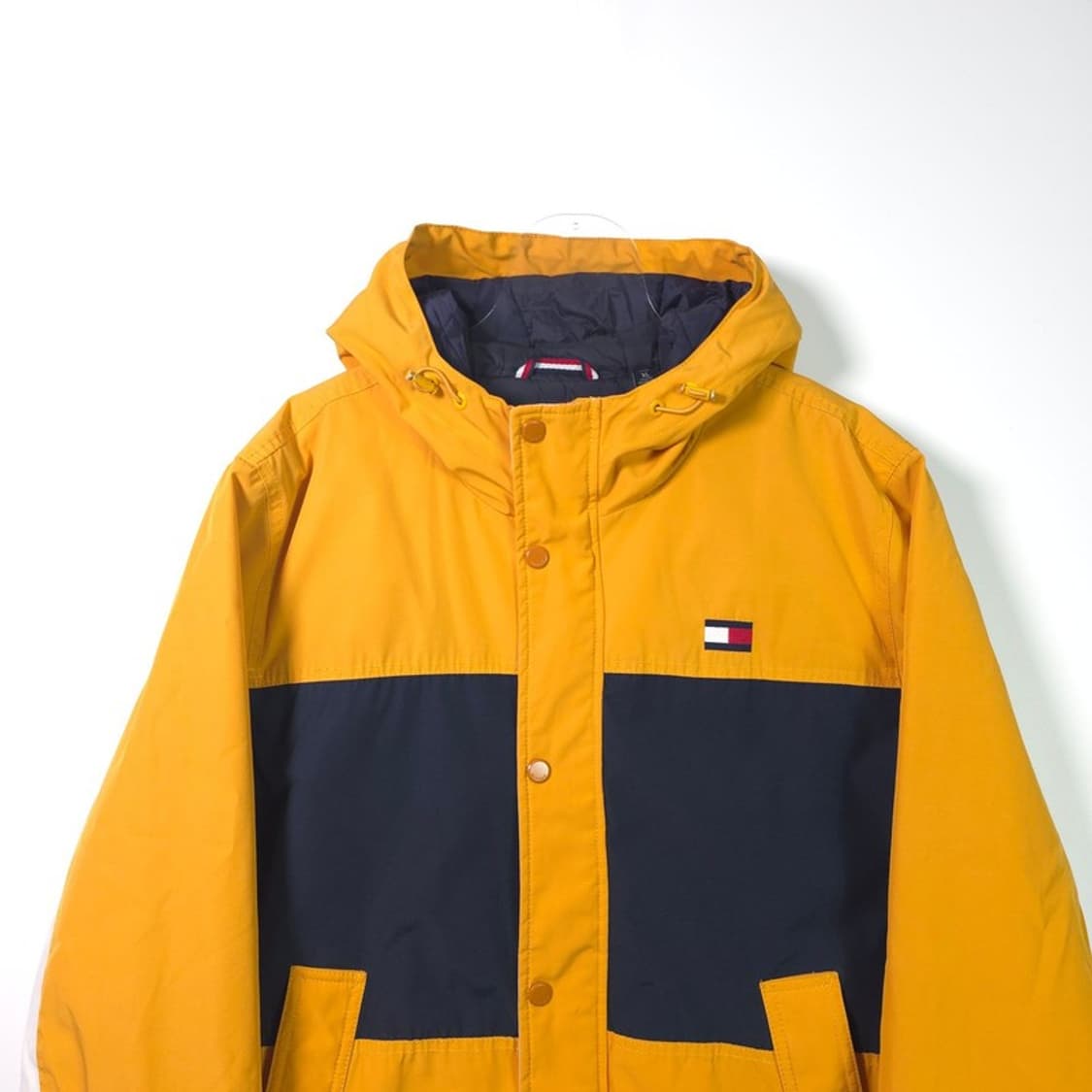 타미힐피거 컬러블록 빅로고 후드 패딩 자켓 XL 상품이미지3