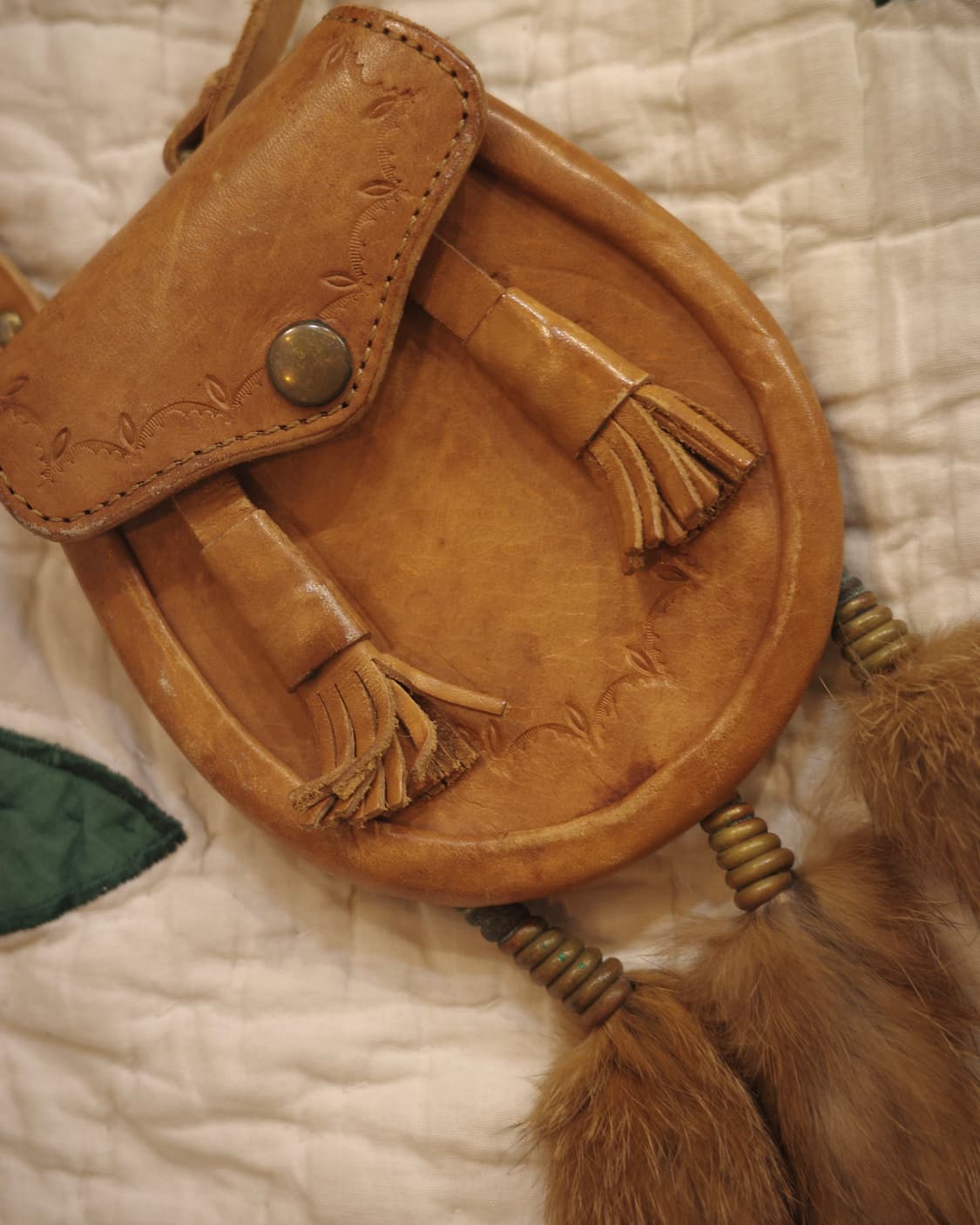 빈티지 mens bigi 레더 래빗 테슬 웨이스트백 상품이미지3