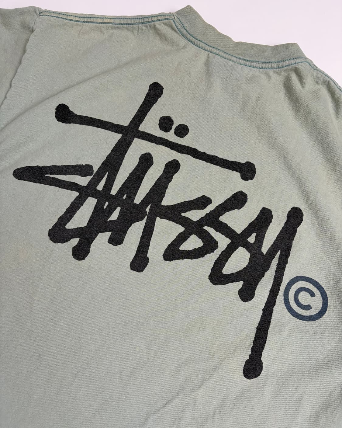 90s Stussy Big Logo Tee (sage green) 상품이미지6