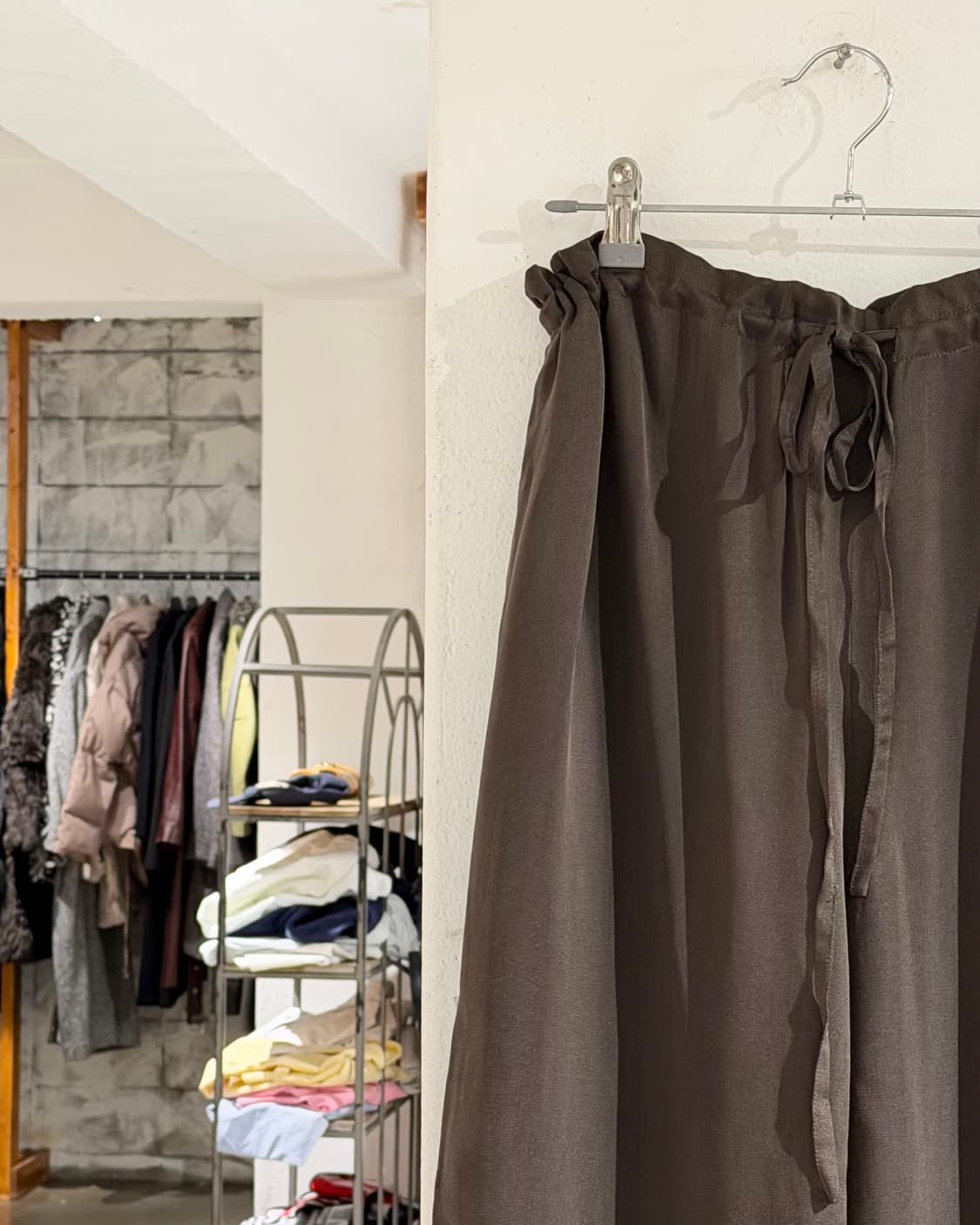 구찌 브라운 실크 와이드 팬츠 상품이미지3