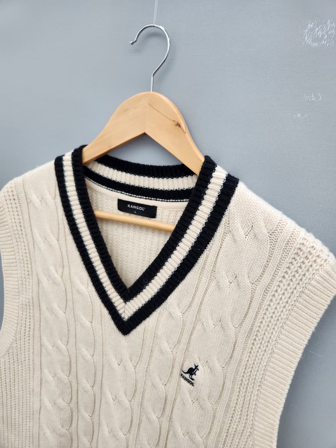 캉골 케이블 니트 베스트 아이보리 상품이미지3