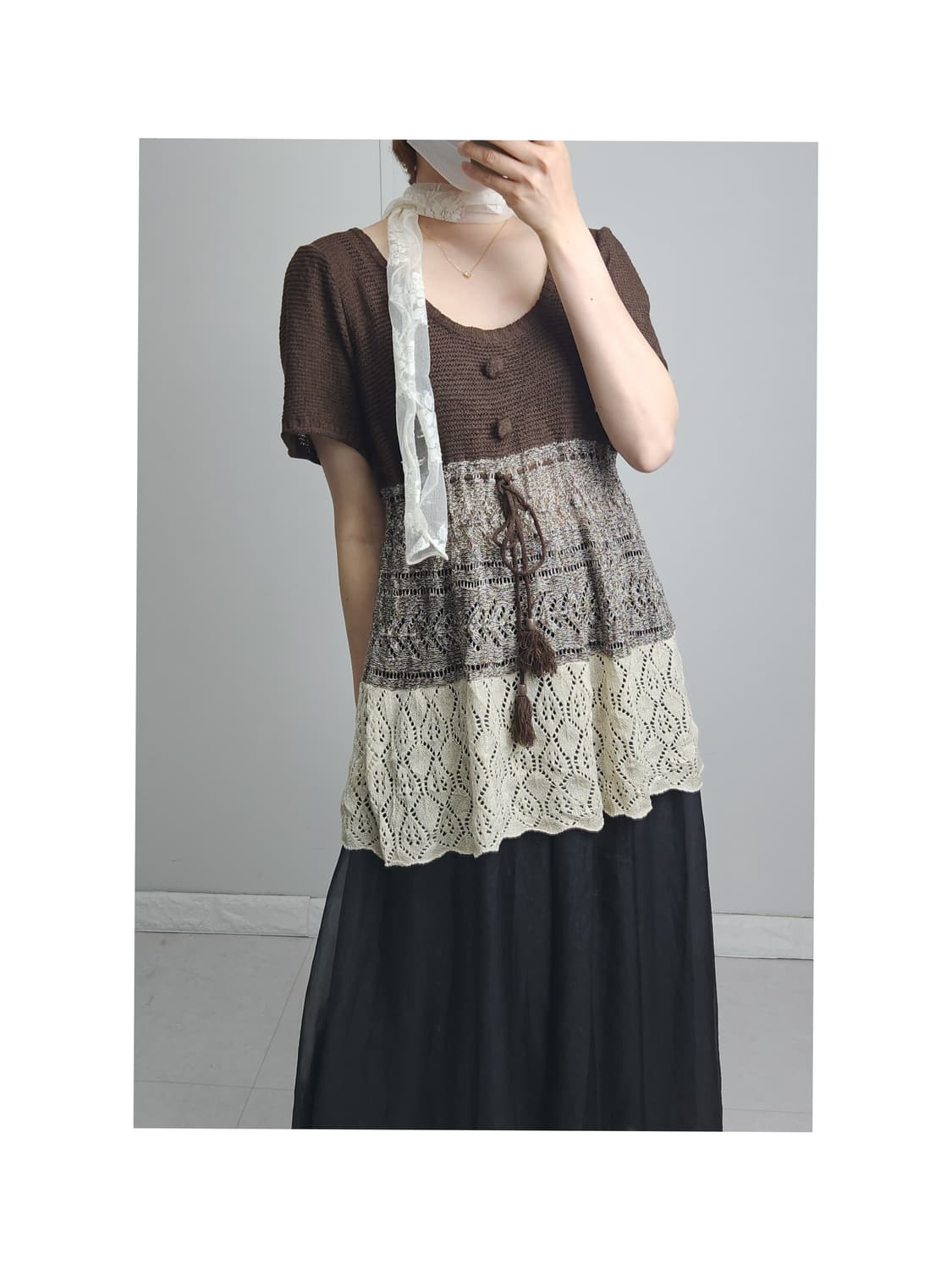 반소매 배색 니트 상품이미지1