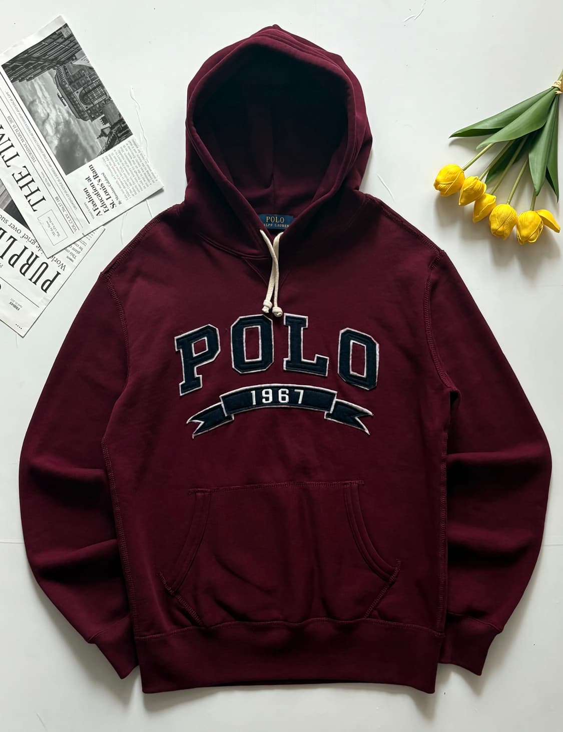 Polo 폴로랄프로렌 빅로고 버건디 후드티 상품이미지2