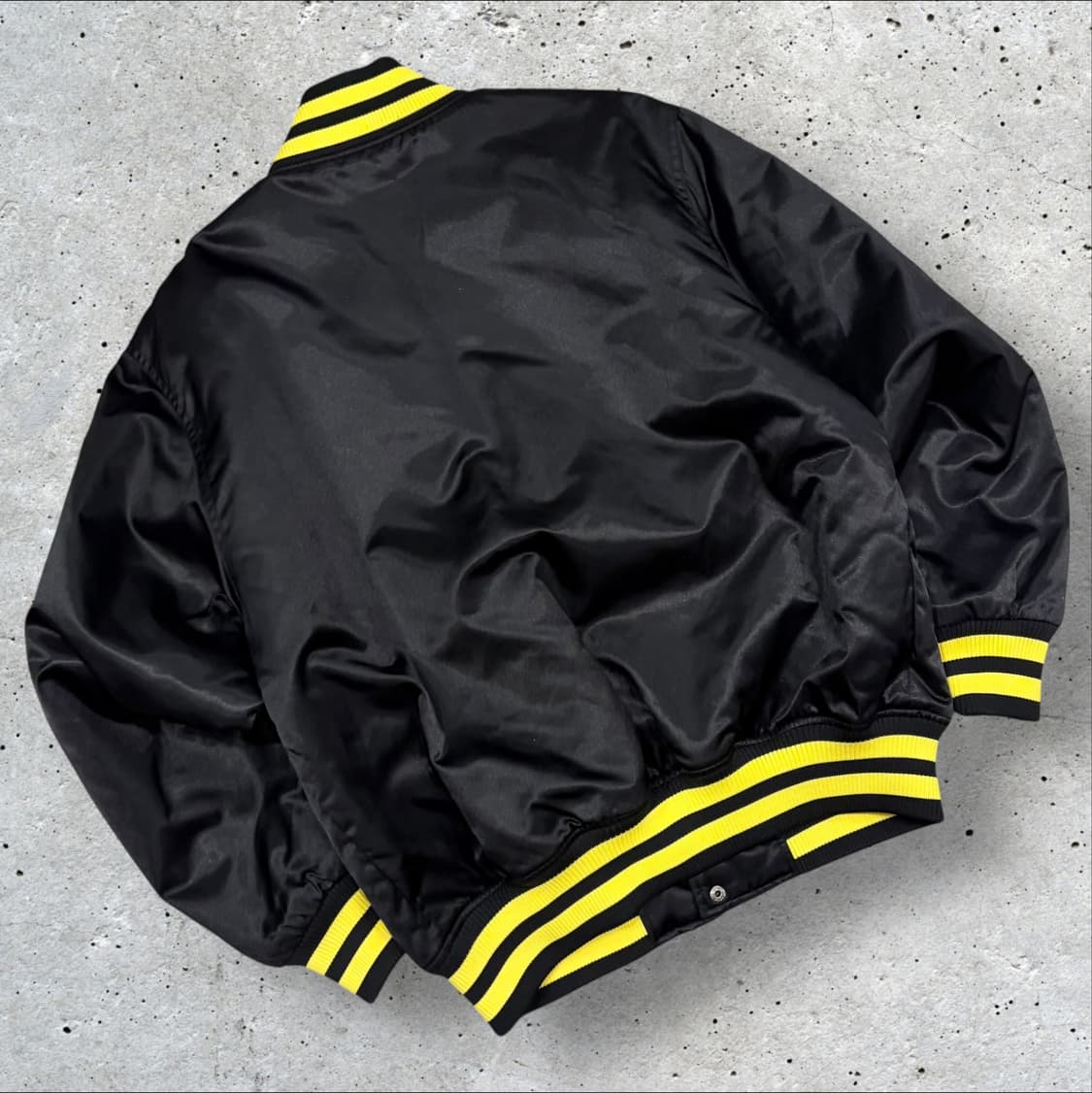 [S] 디키즈 사틴 유광 블랙/옐로우 바시티 자켓 C947 상품이미지2