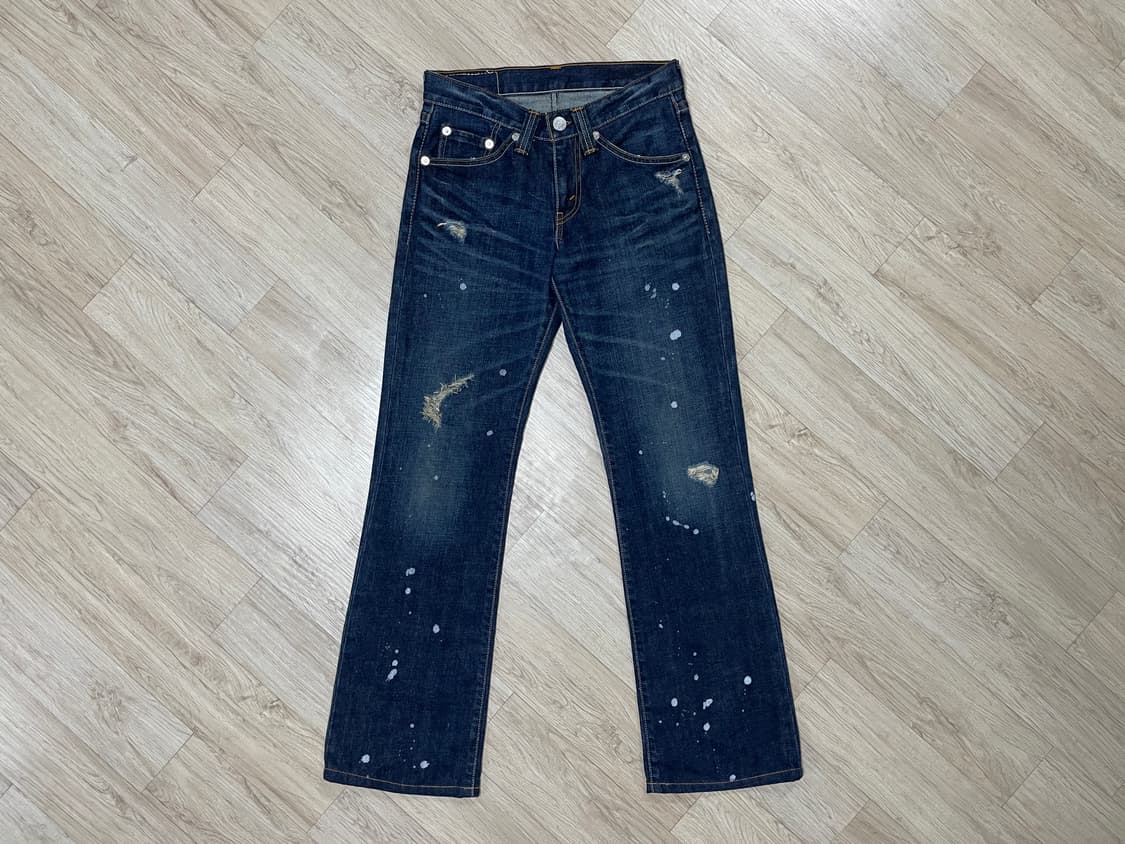 29) 00's 리바이스 재팬 여성 진청워싱 페인팅 데님 부츠컷 상품이미지2