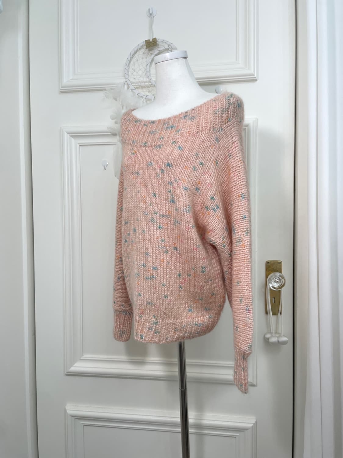 coral blue mix lovely off-shoulder sweat 상품이미지2