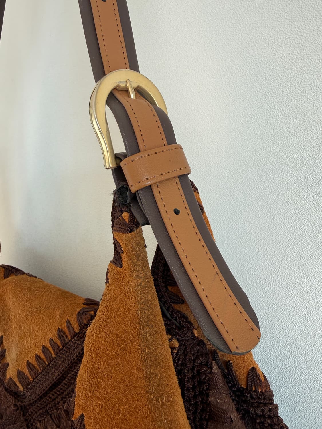 Pre owned 스웨이드 패치워크 호버 숄더백  상품이미지7