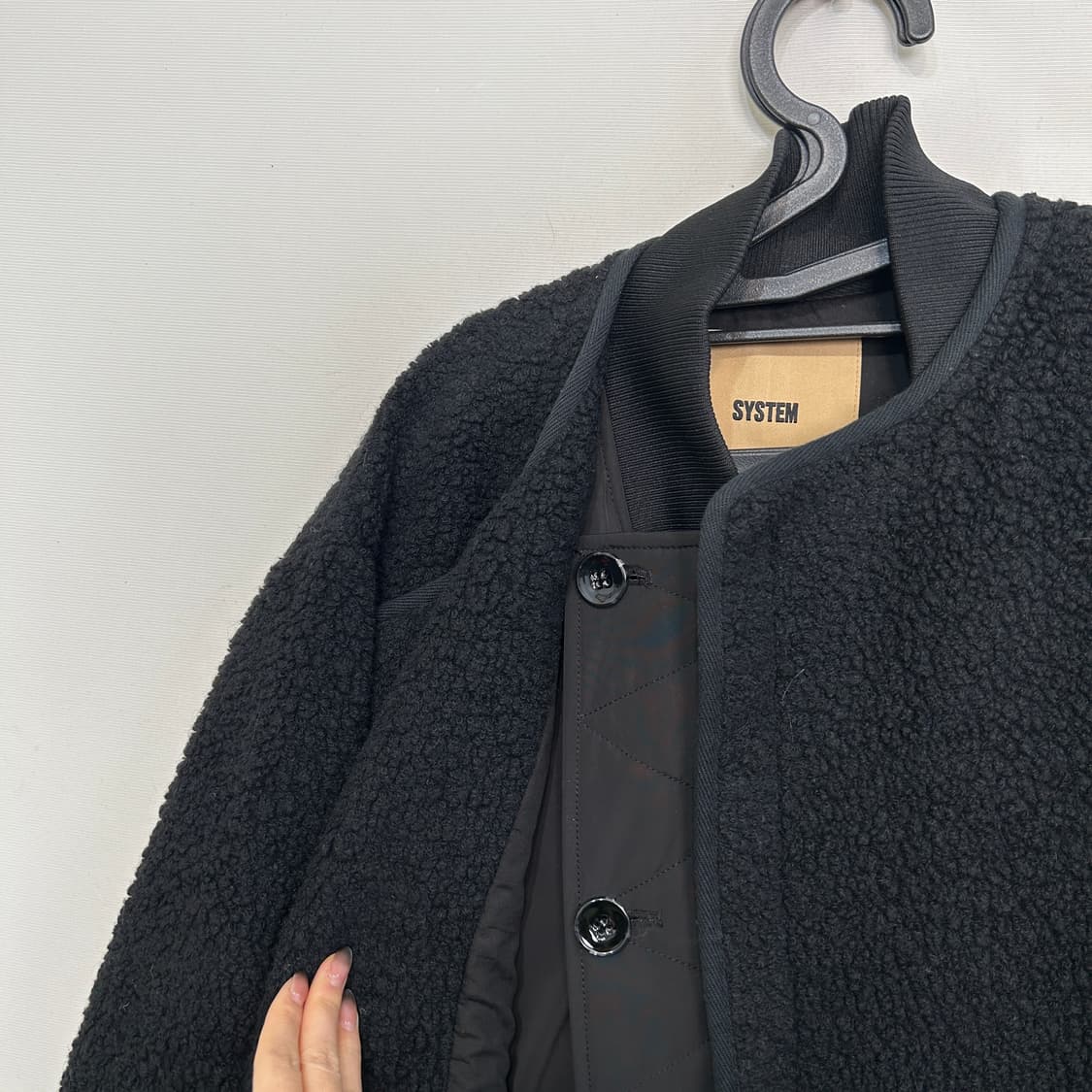 시스템 레이어 텍스쳐 부클레 울 니트 코트 상태최상 상품이미지6