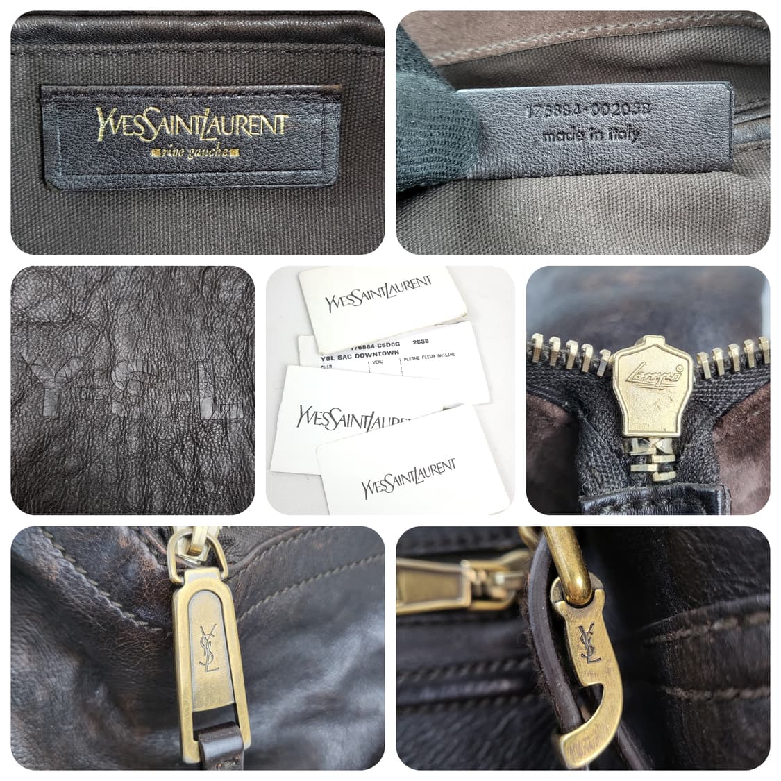 정품 생로랑(입생로랑) 다크브라운가죽 다운타운 백 상품이미지9