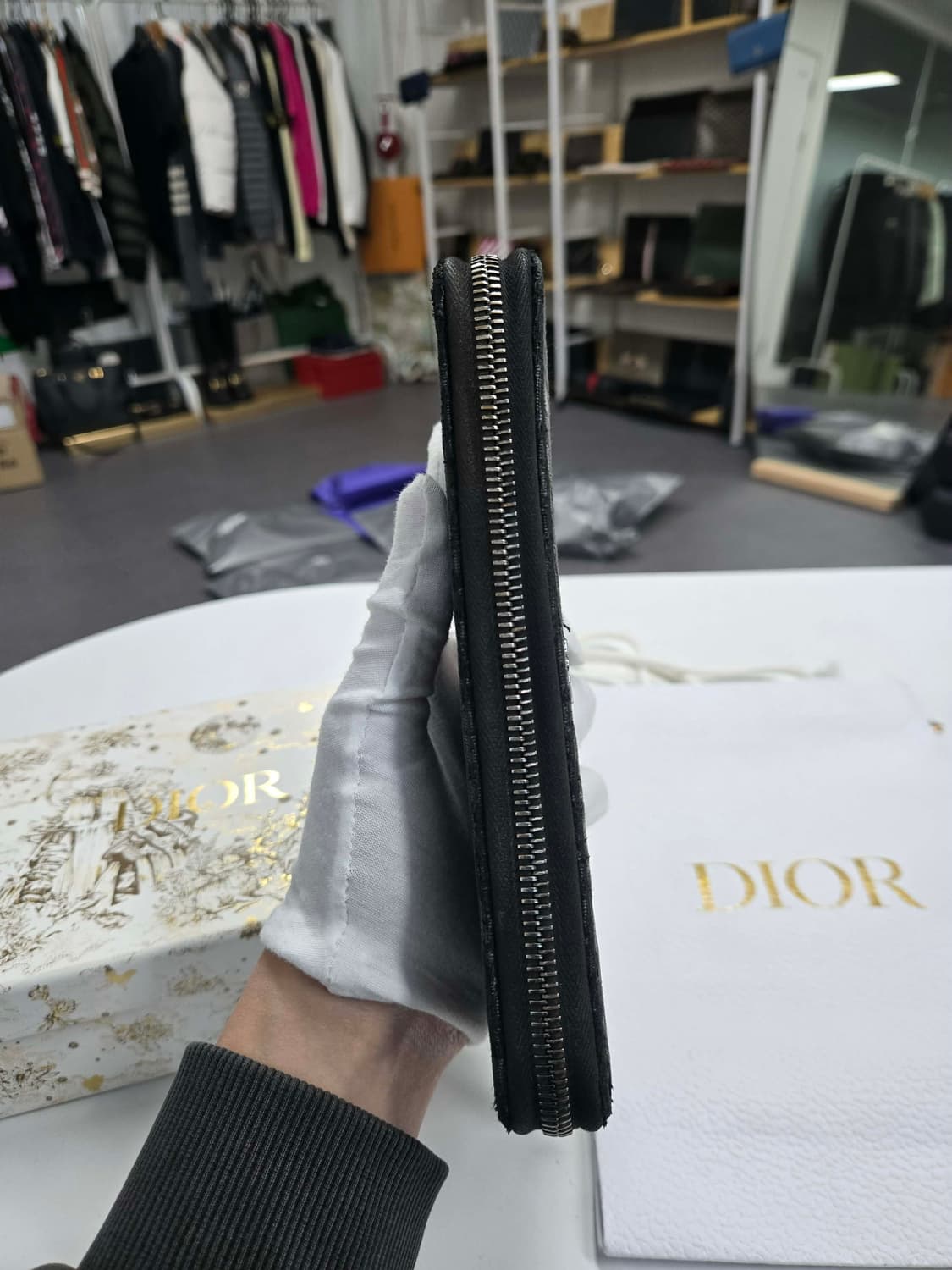 [A급컨디션] 디올 오블리크 지퍼 장지갑 상품이미지5