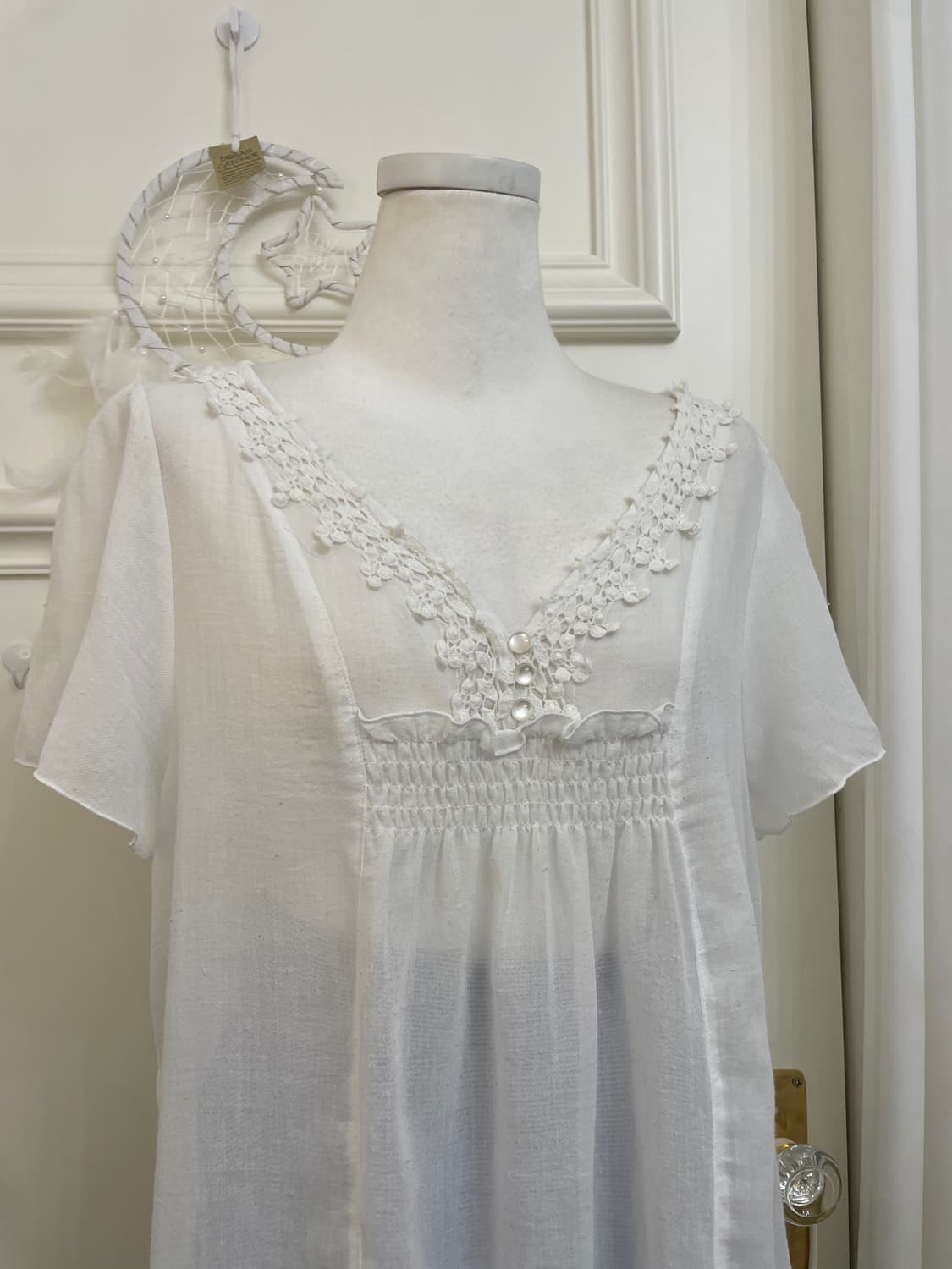 white lace point shirring mori blouse 상품이미지7