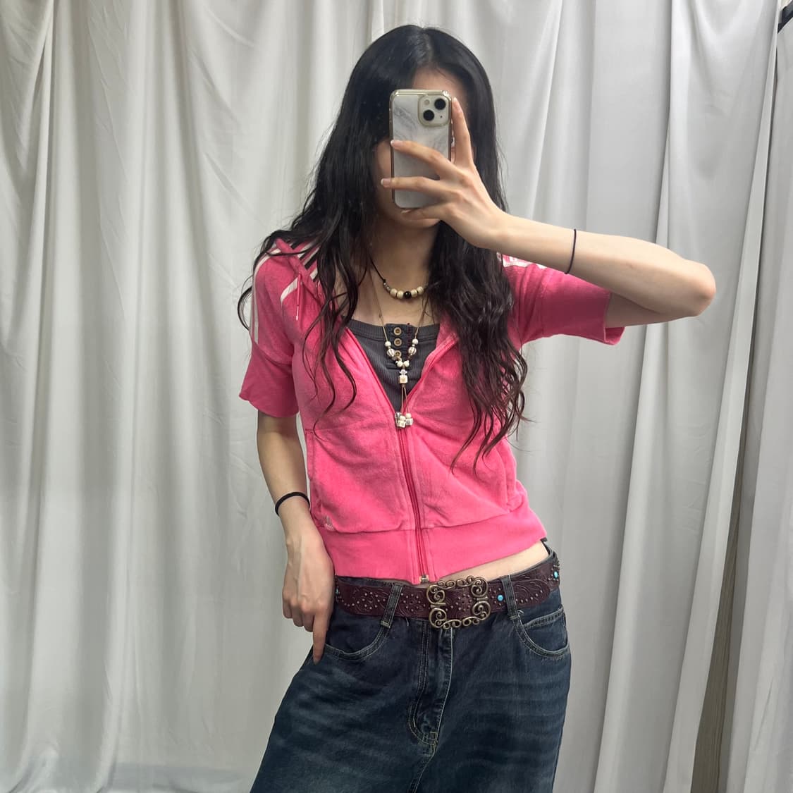 Adidas 00’s pink hood zip-up 상품이미지2