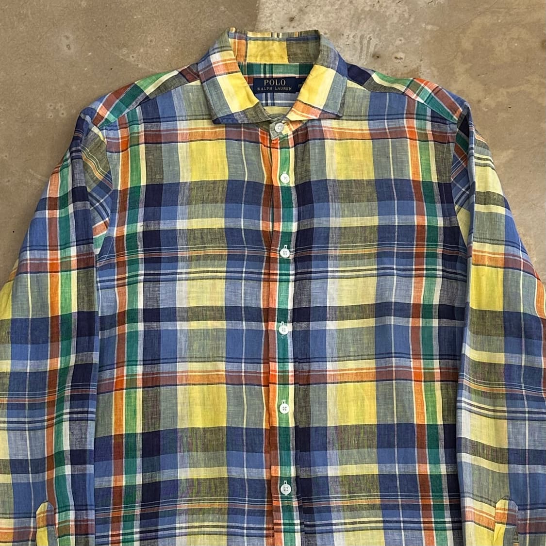 M 폴로랄프로렌 옐로우 린넨 체크 셔츠 상품이미지1