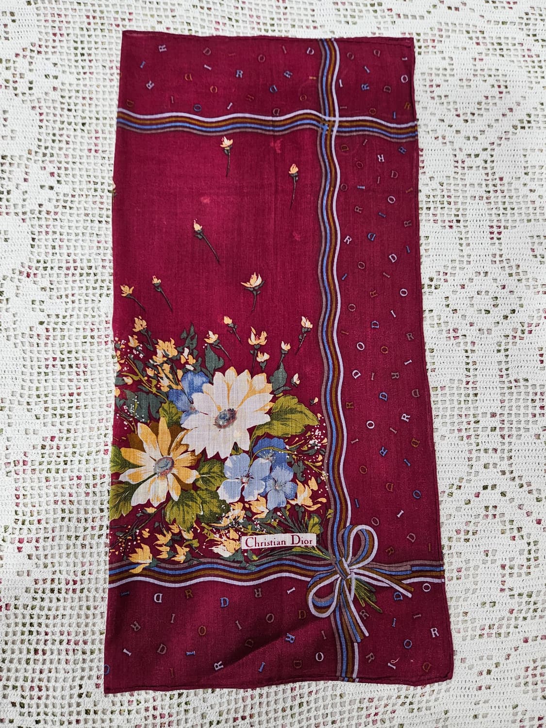(Christian Dior) 플라워 리본 패턴 손수건 상품이미지3