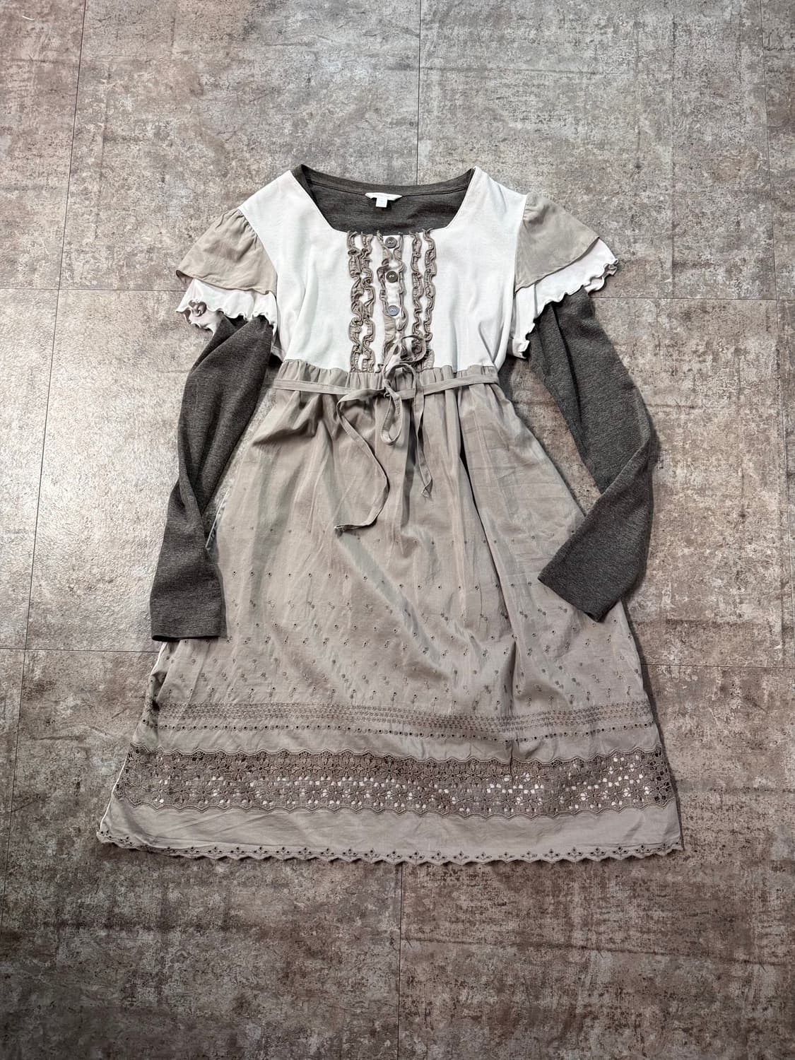 스트링 넥 코튼 가디건 버튼 프릴 원피스 3pcs SET 상품이미지9