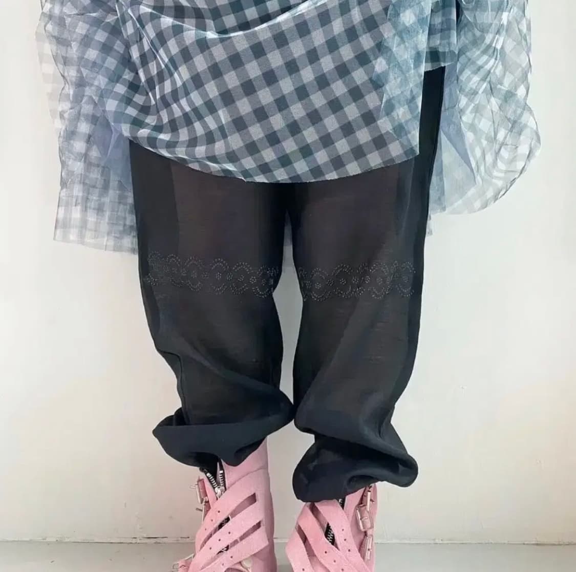 샵페어리 시스루 큐빅 팬츠 상품이미지1