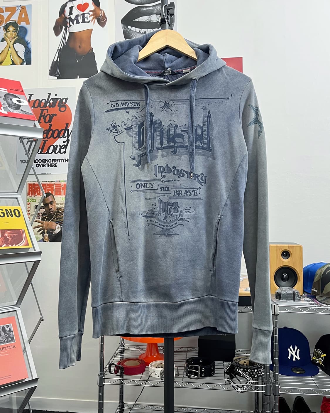 디젤 00s 그런지 그래픽 워싱 후드티 상품이미지5