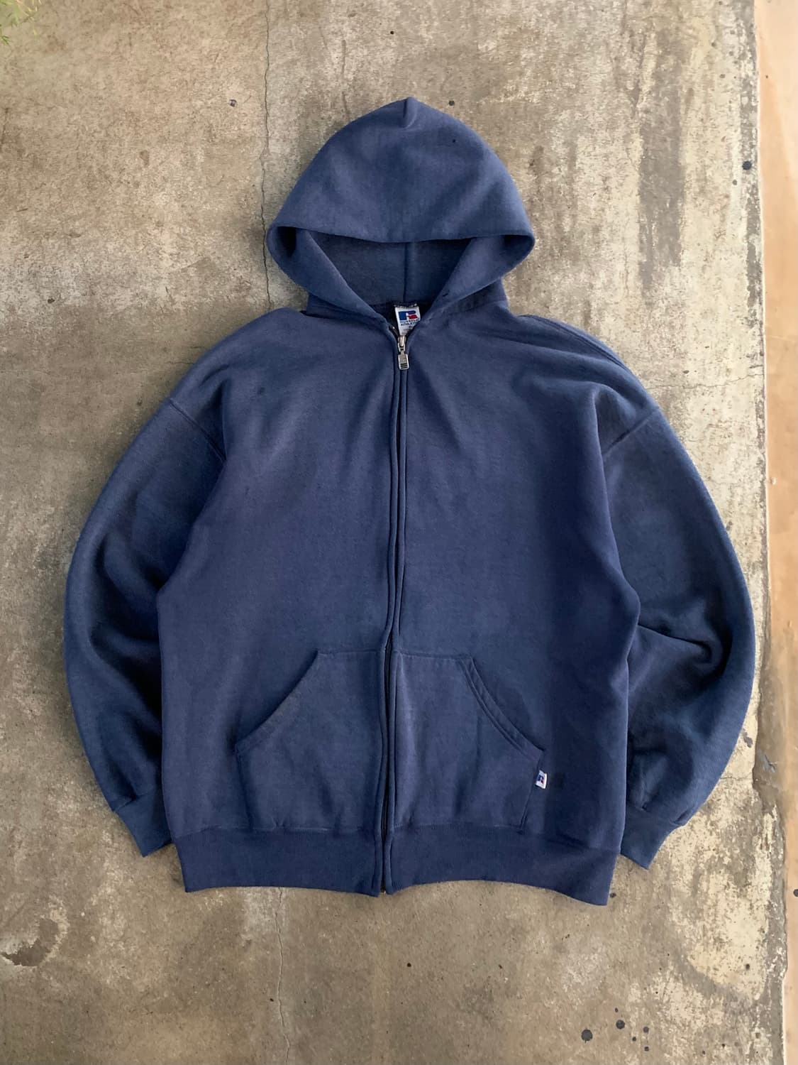 90s 러셀 애슬레틱 선페이드 집업 스웻 후디 네이비 상품이미지1