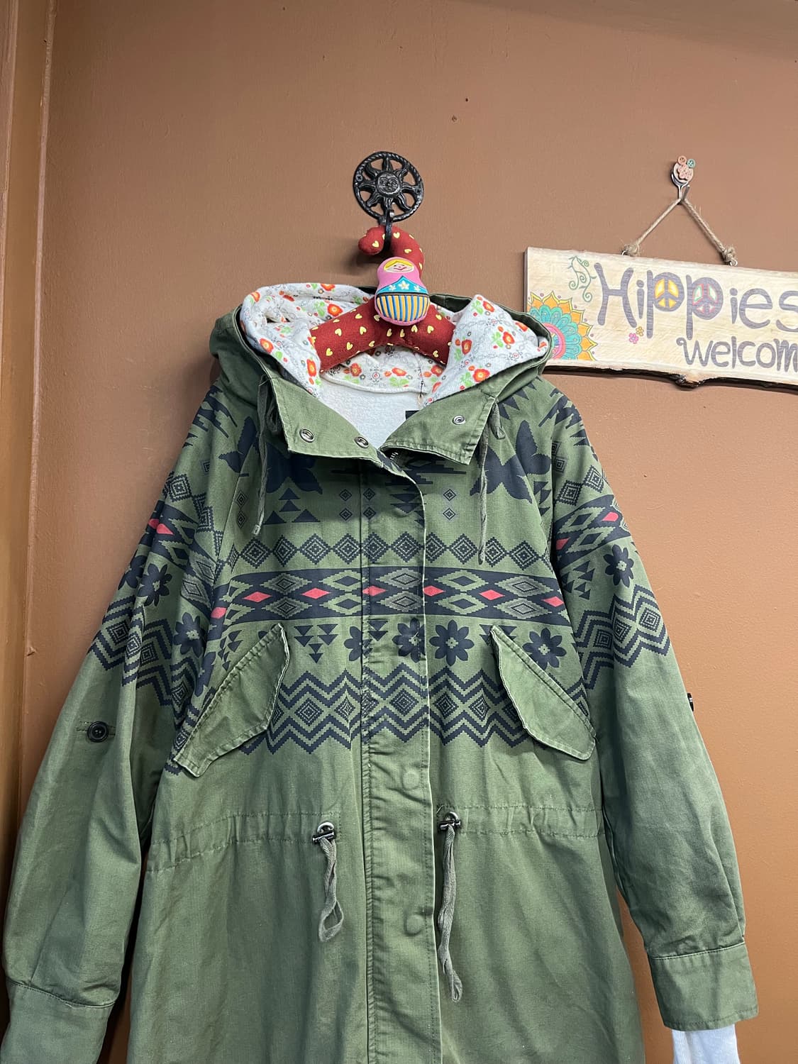 SCOLAR 히피문양 포인트 야상 아우터 상품이미지3