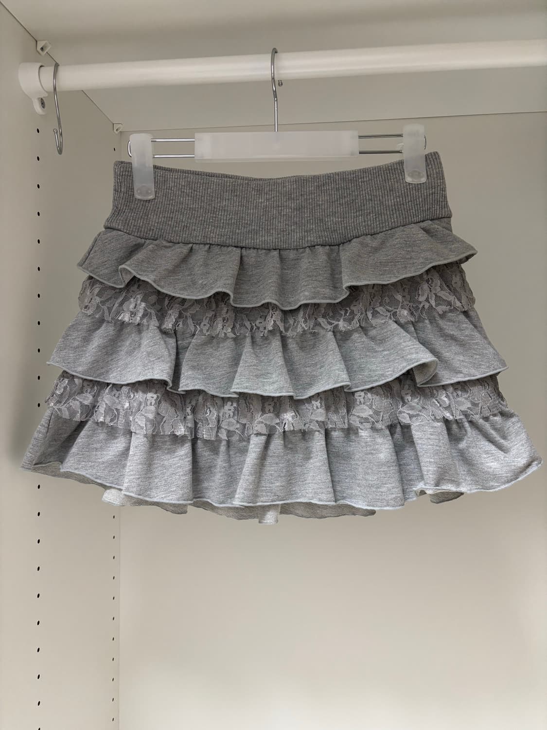 Tralala 트랄라라 그레이 레이스 미니 스커트 페어리 히메갸루 회색 상품이미지1
