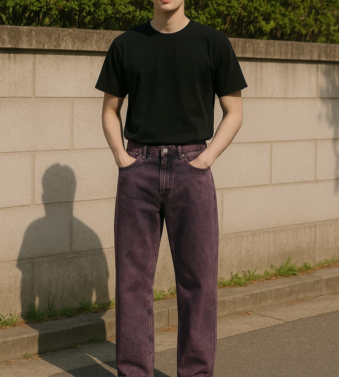 디앤에스알(DNSR) 커브드 와이드 데님 퍼플_L 상품이미지1