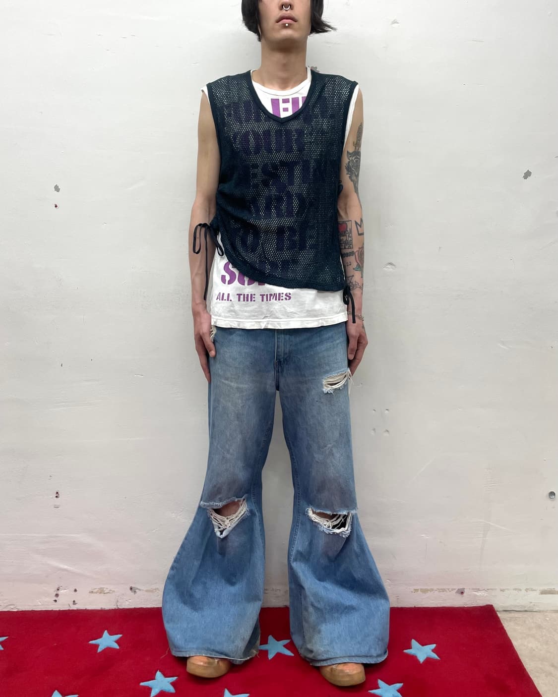 Purple lettering mesh layered sleeveless 상품이미지6