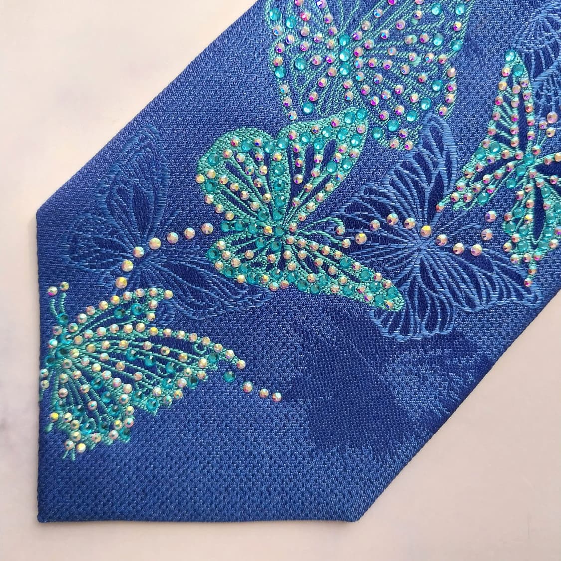 웅가로 실크 블루 나비 자카드 넥타이 8.2cm A+등급 K2450 상품이미지6