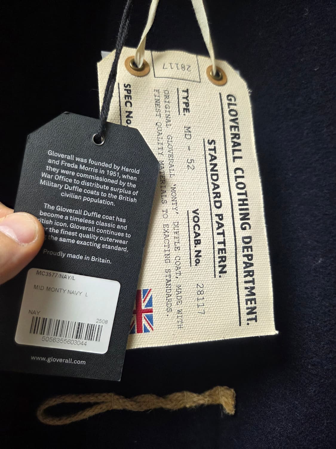 글로버올 미드몬티 네이비 더플 코트 L 새제품 상품이미지3