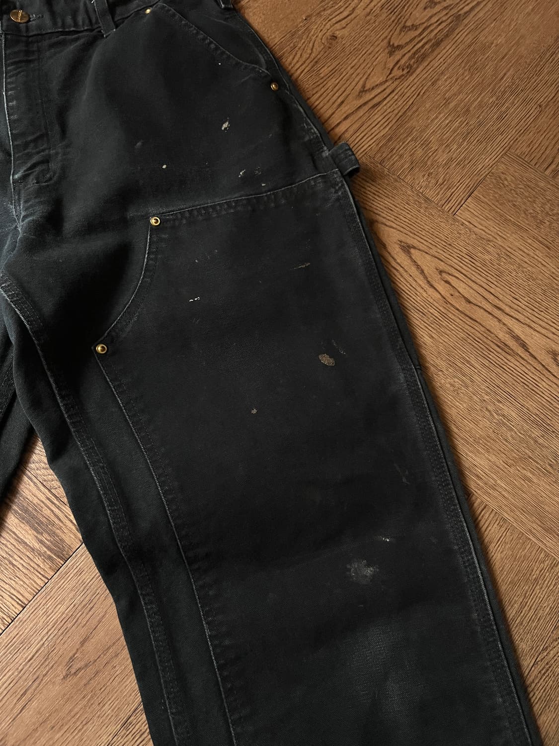 [34]칼하트 USA 빈티지 페인팅 블랙 더블니 워크 팬츠 상품이미지4