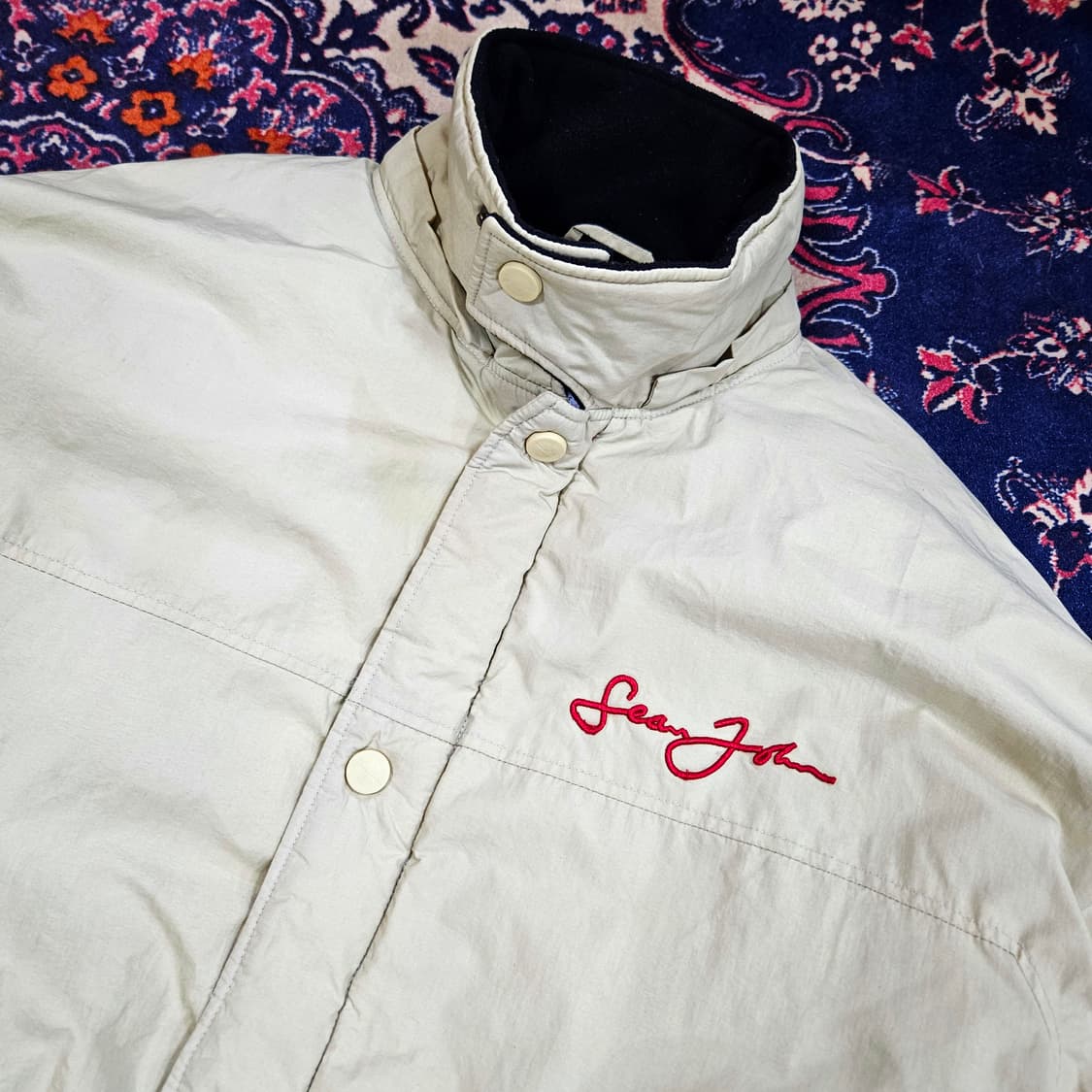 SeanJohn 빈티지 레드자수 덕다운 패딩 점퍼 L size 상품이미지6