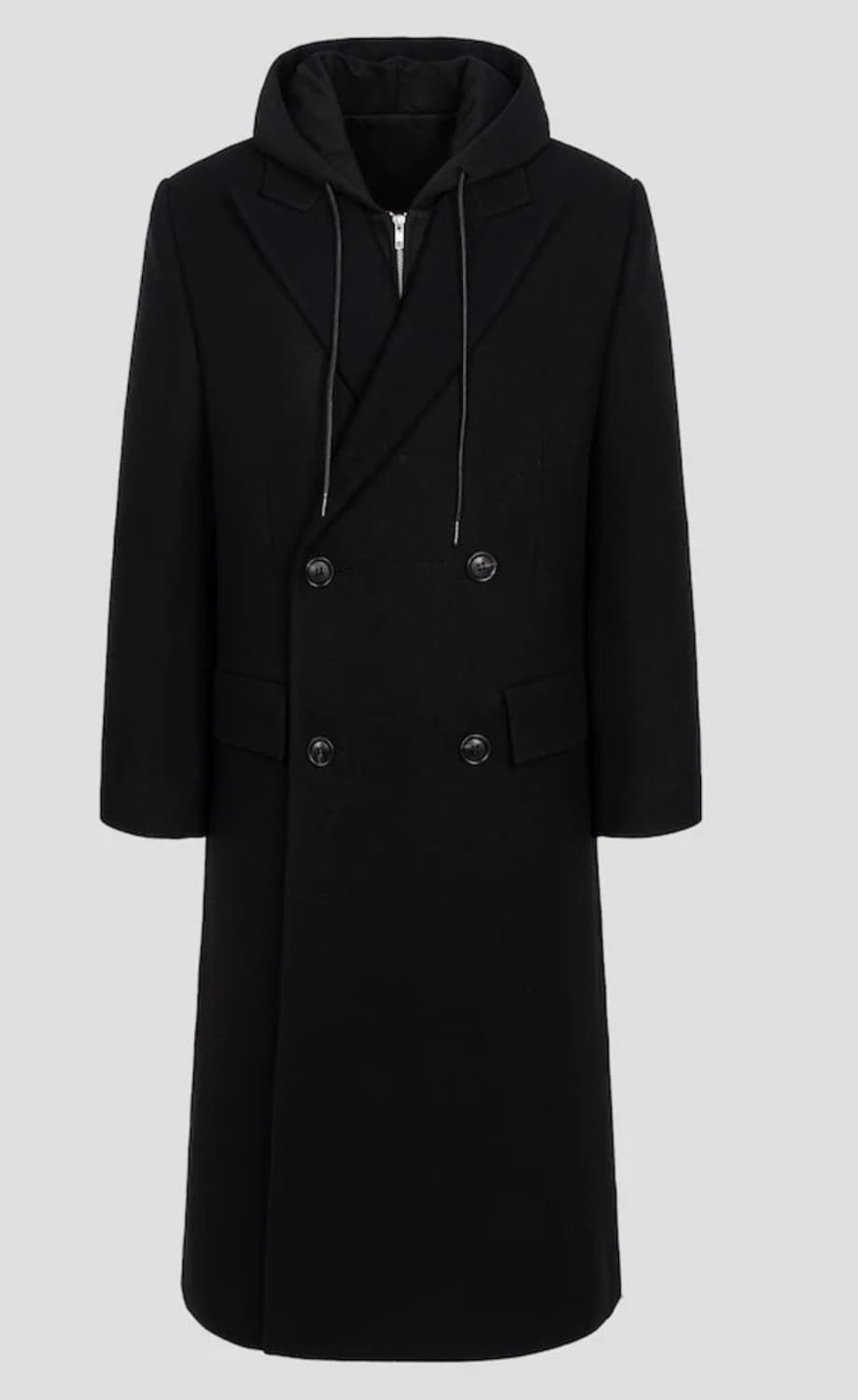 준지 /23fw 펠트 울 저지 후드 디테처블 더블 오버핏 롱코트 /52  상품이미지1