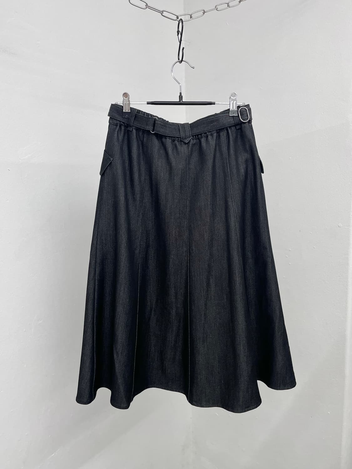 흑청 데님 벨트 절개 스커트 상품이미지6