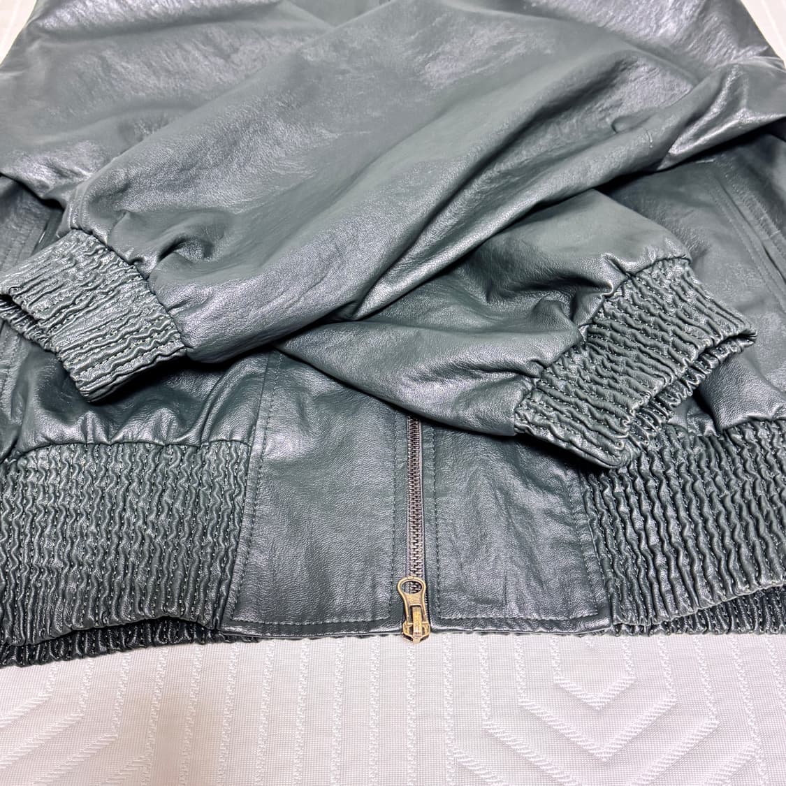 다크 그린 레더 자켓 상품이미지5