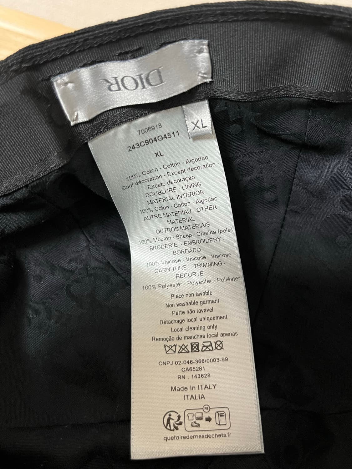 디올 뀌뚜르 블랙 볼캡 XL 정품 상품이미지5