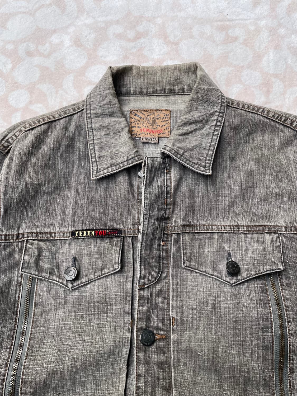 빈티지 y2k 지퍼데테일 그레이 데님자켓 상품이미지3